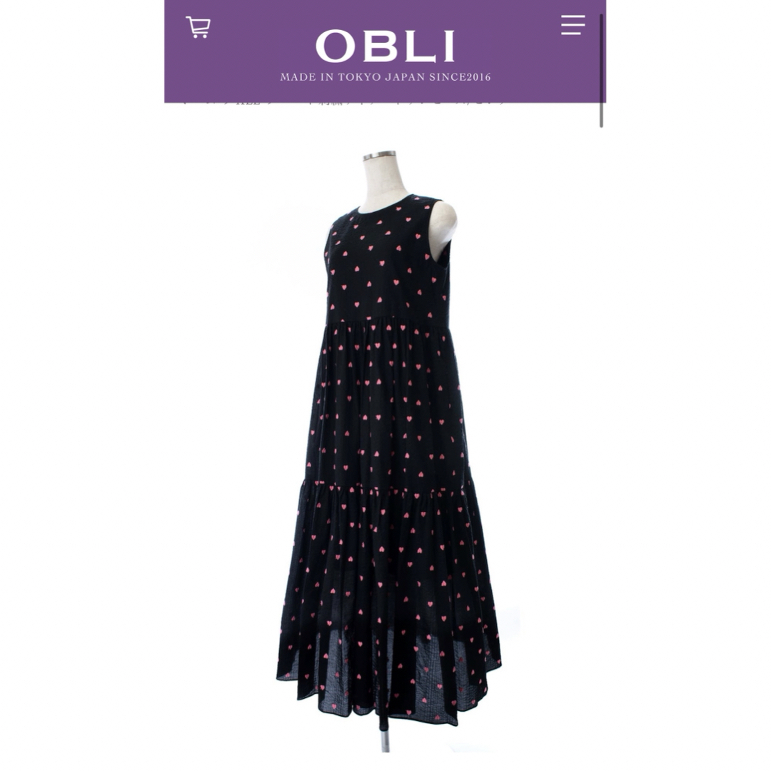 OBLI - OBLI ハート刺繍ティアードワンピース ピンク オブリ OBLI - OBLI ハート刺繍ティアードワンピース ピンク オブリ