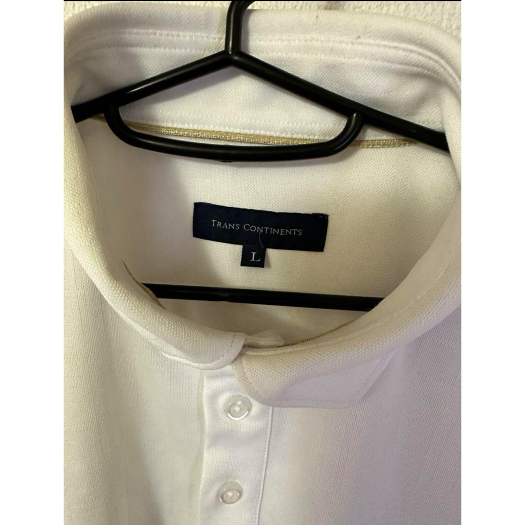 白　完全ノーアイロンポロシャツ　パーフェクトスーツファクトリー　Lサイズ メンズのトップス(Tシャツ/カットソー(半袖/袖なし))の商品写真