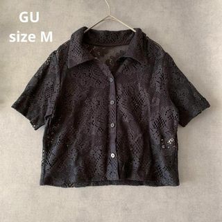 ジーユー(GU)の未使用品☆GU レース半袖シャツ 黒 ユニクロ(シャツ/ブラウス(半袖/袖なし))