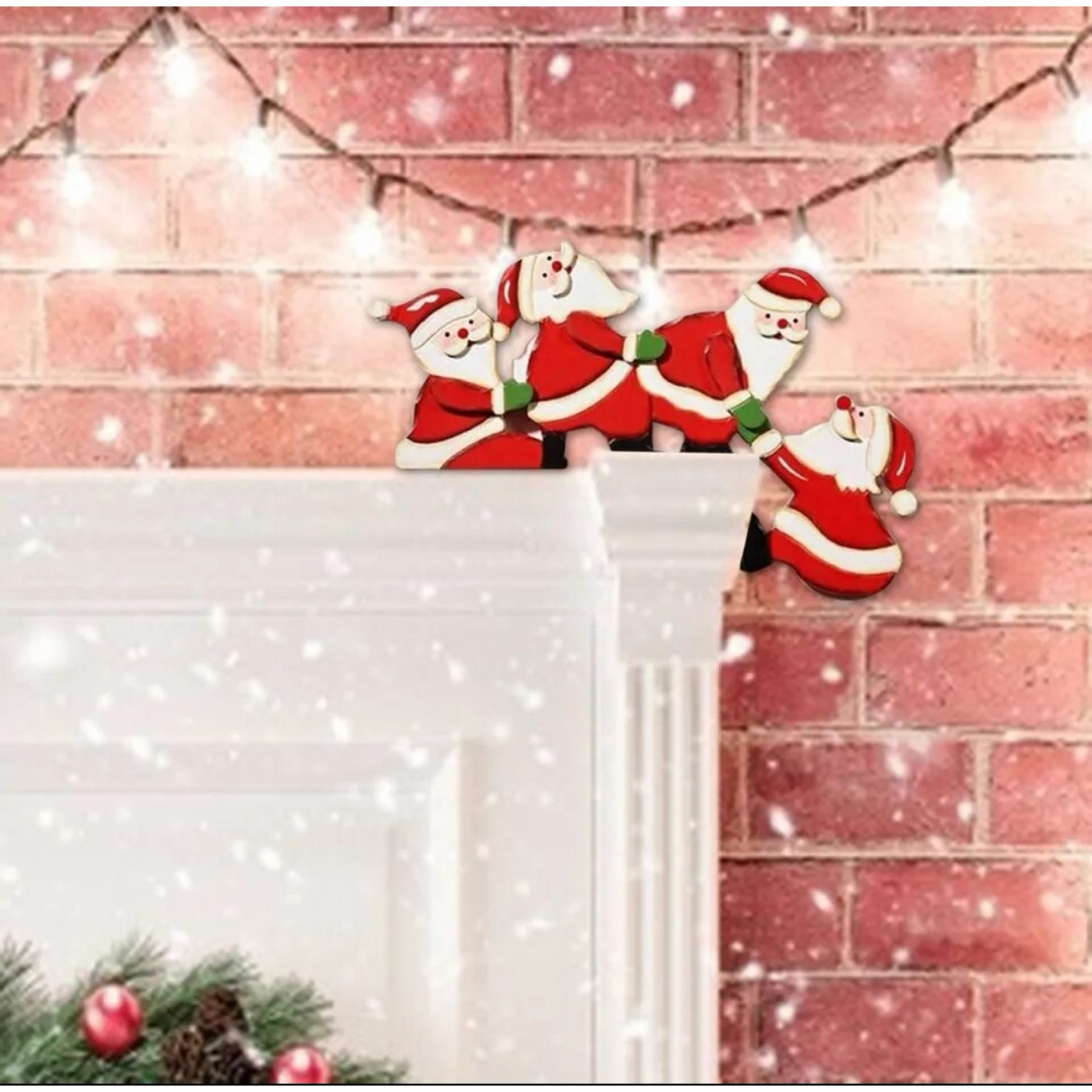 クリスマス　装飾　サンタ　ウッド　コーナーフレーム　飾り　オーナメント　セール ハンドメイドのインテリア/家具(インテリア雑貨)の商品写真