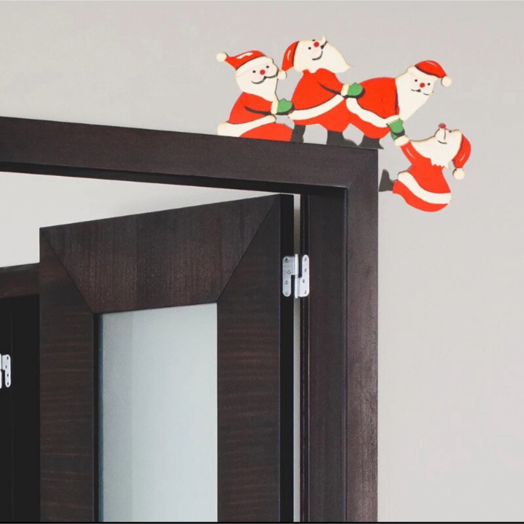 クリスマス　装飾　サンタ　ウッド　コーナーフレーム　飾り　オーナメント　セール ハンドメイドのインテリア/家具(インテリア雑貨)の商品写真