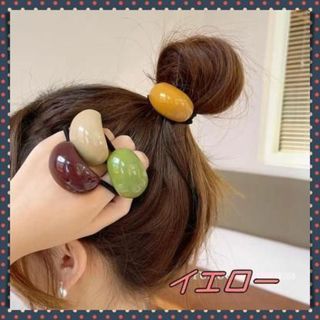 ☆かわいい☆　コロッと　ヘアゴム　イエロー　ワンポイント(ヘアゴム/シュシュ)