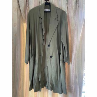 ザラ(ZARA)の【新品・未使用】　ZARA グリーンロングコート(ロングコート)