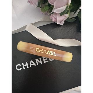 シャネル(CHANEL)のCHANEL《ヴィンテージ ロゴヘアバレッタ》ベージュ 箱有 くすみカラー(バレッタ/ヘアクリップ)