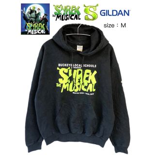 ギルタン(GILDAN)のSHREK THE MUSICAL　パーカー　M　黒　USA古着(パーカー)