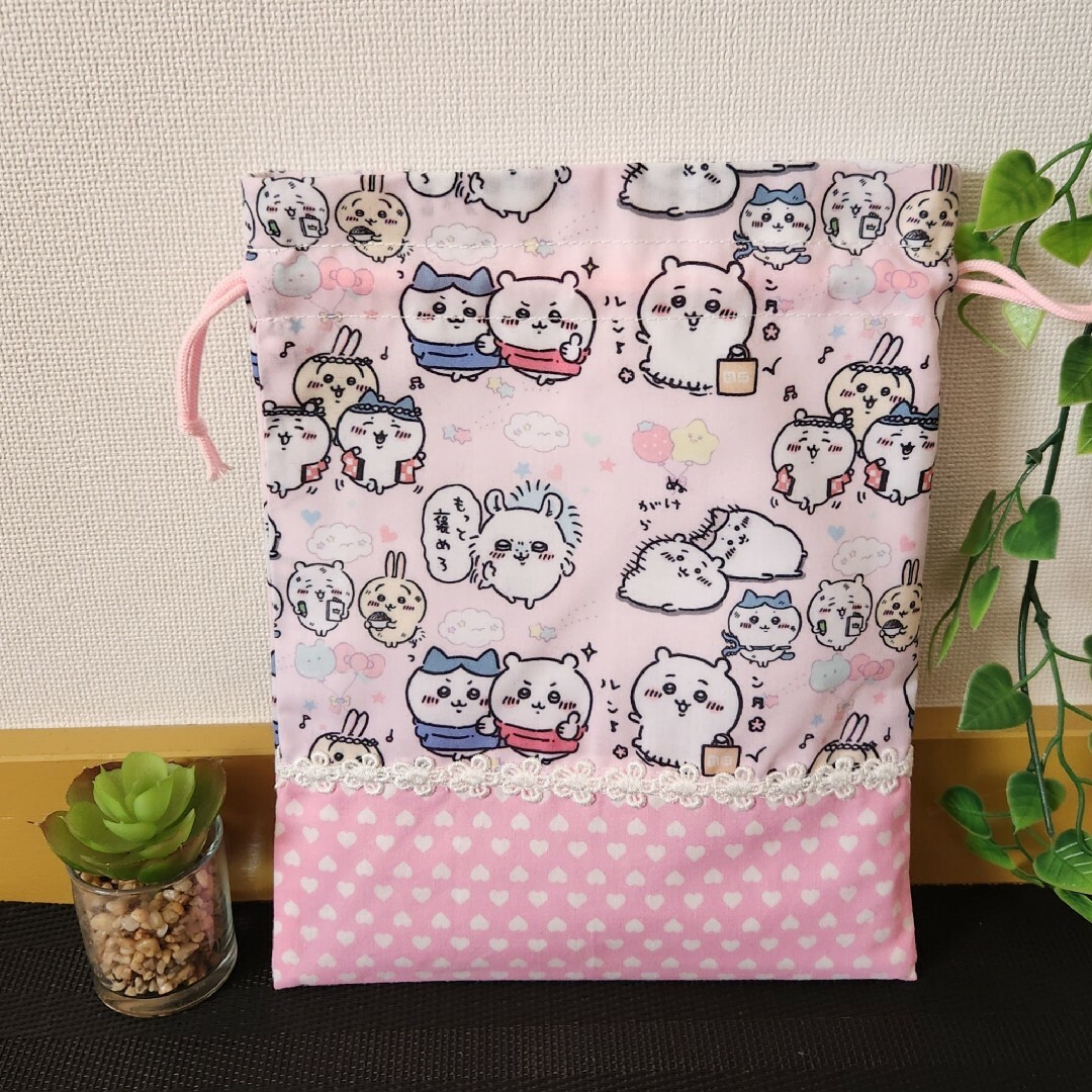 給食袋　巾着　ハンドメイド ハンドメイドのキッズ/ベビー(外出用品)の商品写真