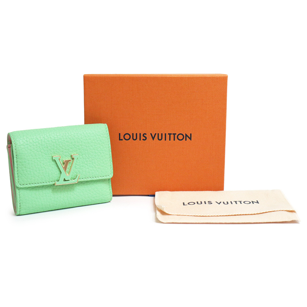 LOUIS VUITTON(ルイヴィトン)のルイ ヴィトン ポルトフォイユ カプシーヌ XS コンパクト 三つ折り財布 トリヨンレザー バイカラー ヴェールポム ピンク ゴールド金具 M81421 箱付 LOUIS VUITTON（新品・未使用品） レディースのファッション小物(財布)の商品写真