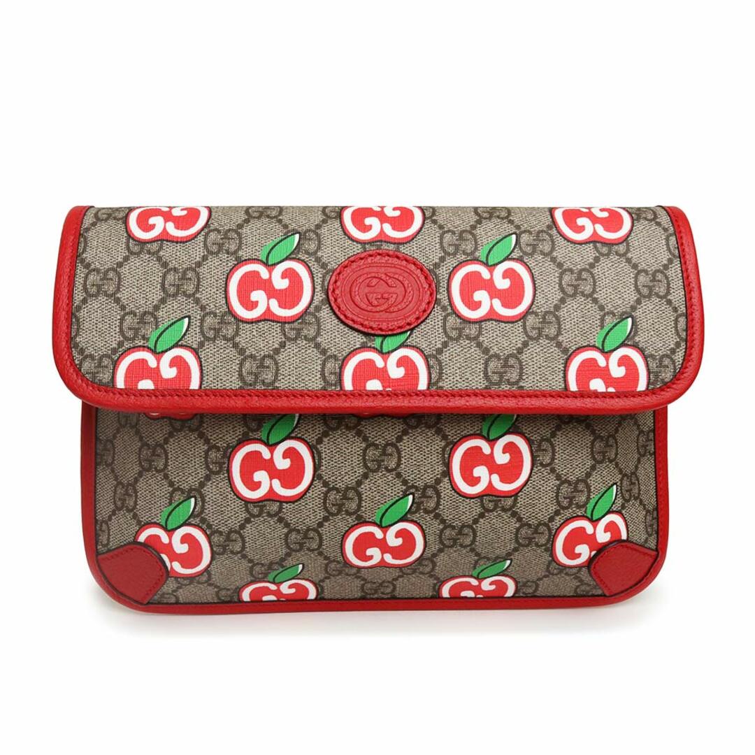 Gucci(グッチ)のグッチ GGアップル プリント リンゴ ベルトバッグ ウエストポーチ GGスプリームキャンバス レザー レッド 赤 ゴールド金具 625233 箱付 GUCCI（新品・未使用品） レディースのバッグ(ボディバッグ/ウエストポーチ)の商品写真