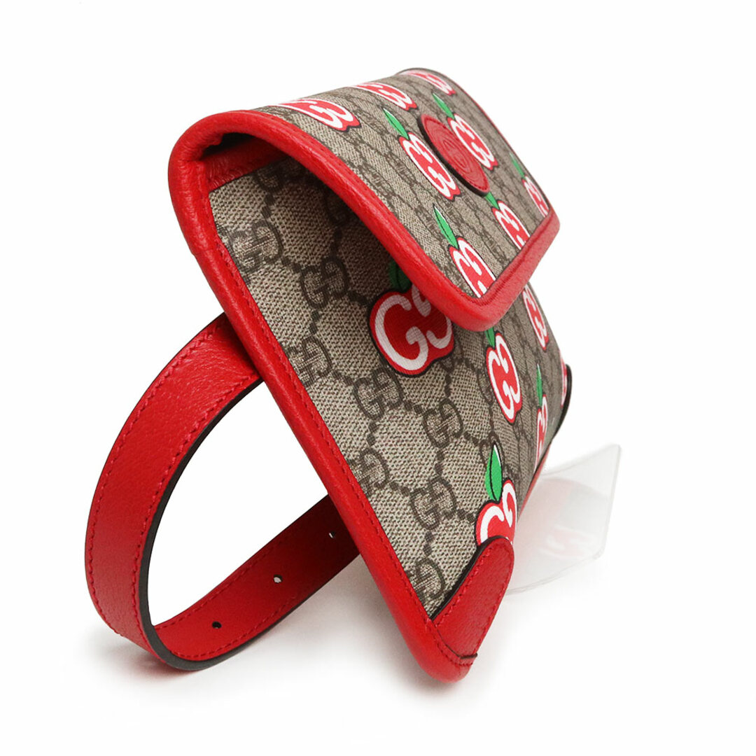 Gucci(グッチ)のグッチ GGアップル プリント リンゴ ベルトバッグ ウエストポーチ GGスプリームキャンバス レザー レッド 赤 ゴールド金具 625233 箱付 GUCCI（新品・未使用品） レディースのバッグ(ボディバッグ/ウエストポーチ)の商品写真