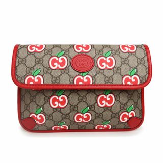 グッチ(Gucci)のグッチ GGアップル プリント リンゴ ベルトバッグ ウエストポーチ GGスプリームキャンバス レザー レッド 赤 ゴールド金具 625233 箱付 GUCCI（新品・未使用品）(ボディバッグ/ウエストポーチ)