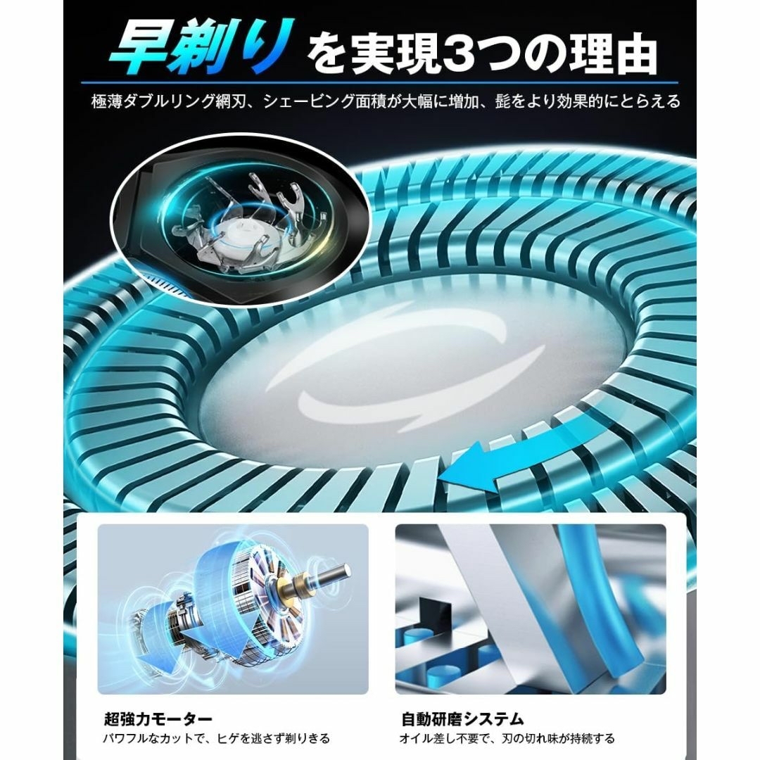 電気シェーバー メンズ 電動シェーバー 髭剃り 回転式 27枚刃  スマホ/家電/カメラの美容/健康(メンズシェーバー)の商品写真