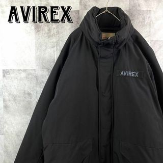 アヴィレックス(AVIREX)の美品 アヴィレックス ミリタリー 中綿ジャケットコート 刺繍ロゴ ブラック XL(ダウンジャケット)