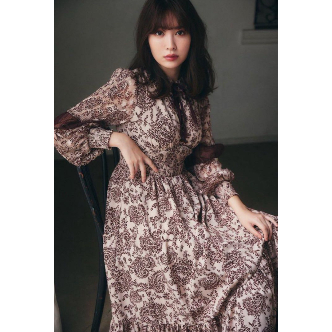 herlipto Winter Floral Long-sleeve Dress
