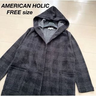 アメリカンホリック(AMERICAN HOLIC)のAMERICAN HOLIC 起毛素材　フード付きコート　ガウンコート　フリー(ガウンコート)