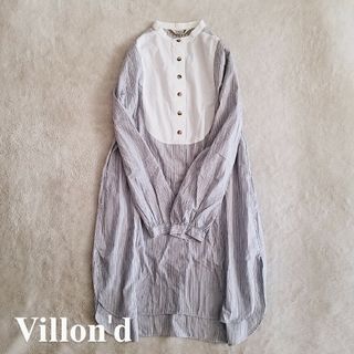 ❴ Villon‘d ❵ stripe shirt onepiece(ひざ丈ワンピース)