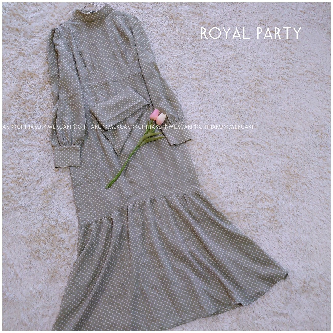 ROYAL PARTY(ロイヤルパーティー)の《ROYAL PARTY》ドットボウタイマーメイドワンピース レディースのワンピース(ロングワンピース/マキシワンピース)の商品写真