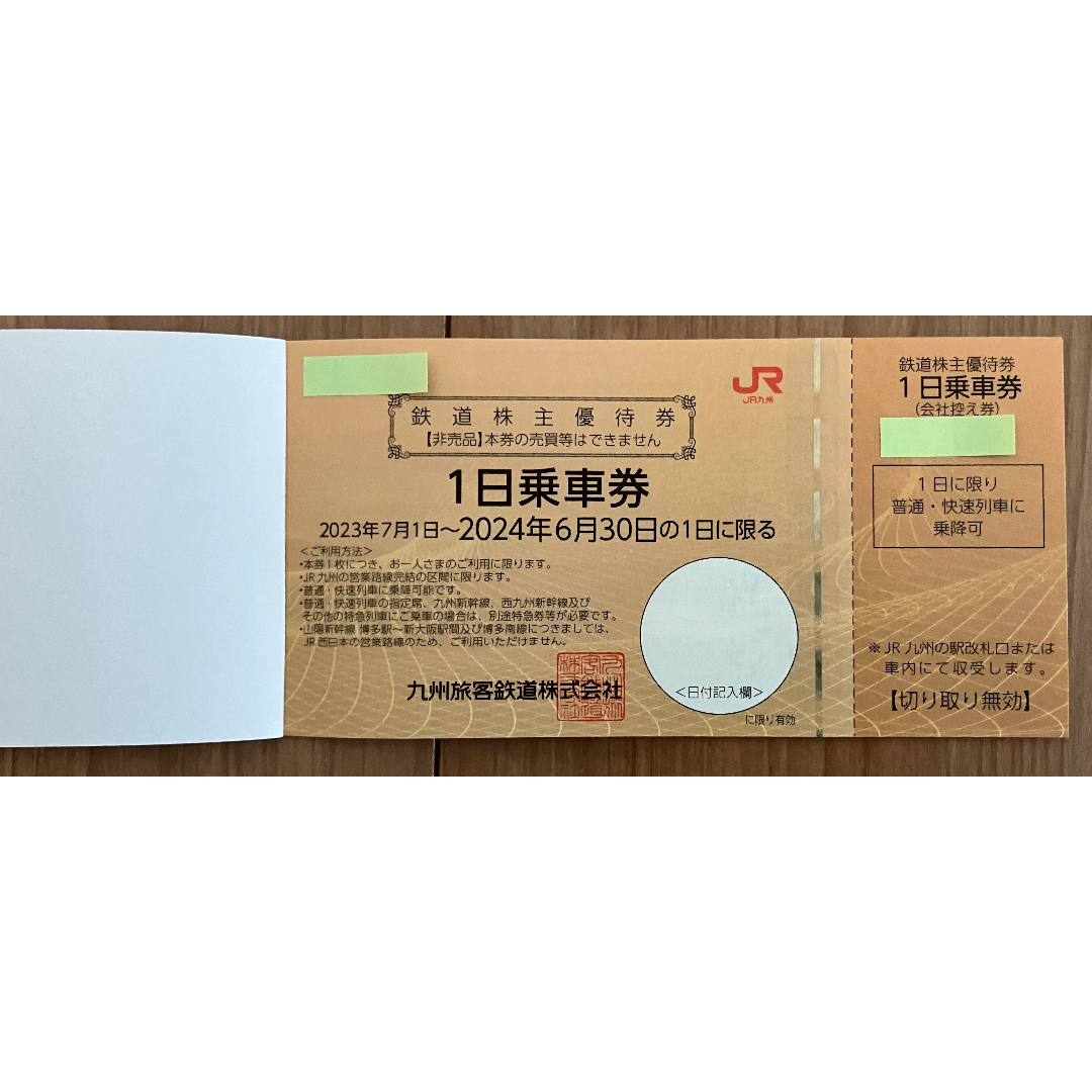 JR(ジェイアール)のJR九州　株主優待　鉄道株主優待券・1日乗車券　3枚セット チケットの乗車券/交通券(鉄道乗車券)の商品写真