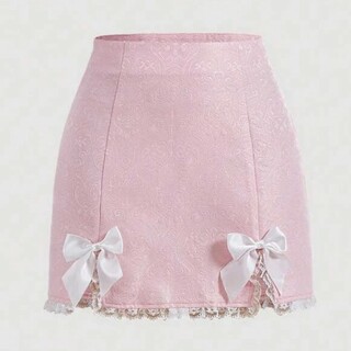 ピンク　スカート　リボン　量産型(ミニスカート)