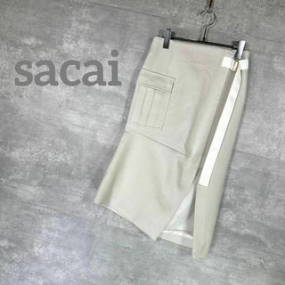 サカイ(sacai)の『sacai』サカイ (0) ベルテッドペンシルスカート / グレー(ひざ丈スカート)