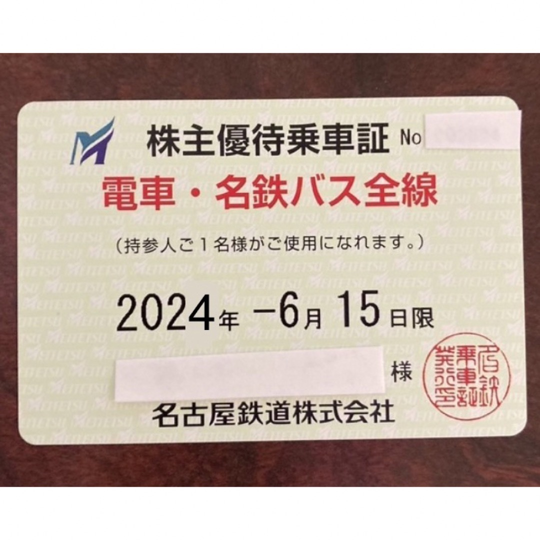 優待券/割引券2024/6/15迄 名鉄 名古屋鉄道 株主優待乗車証 定期券