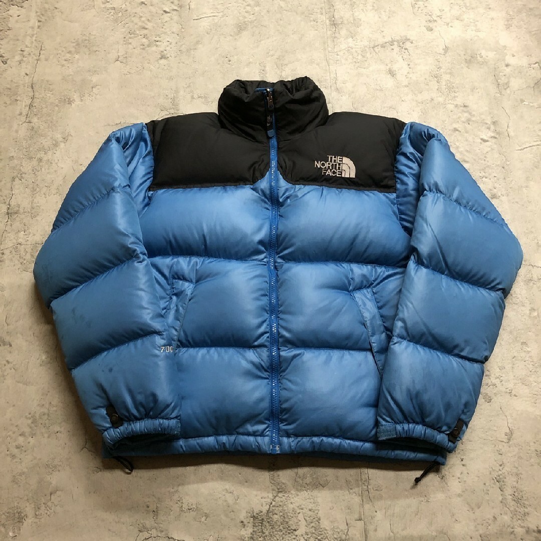 ザノースフェイス ダウンジャケット ブルー メンズS 700フィル ヌプシ