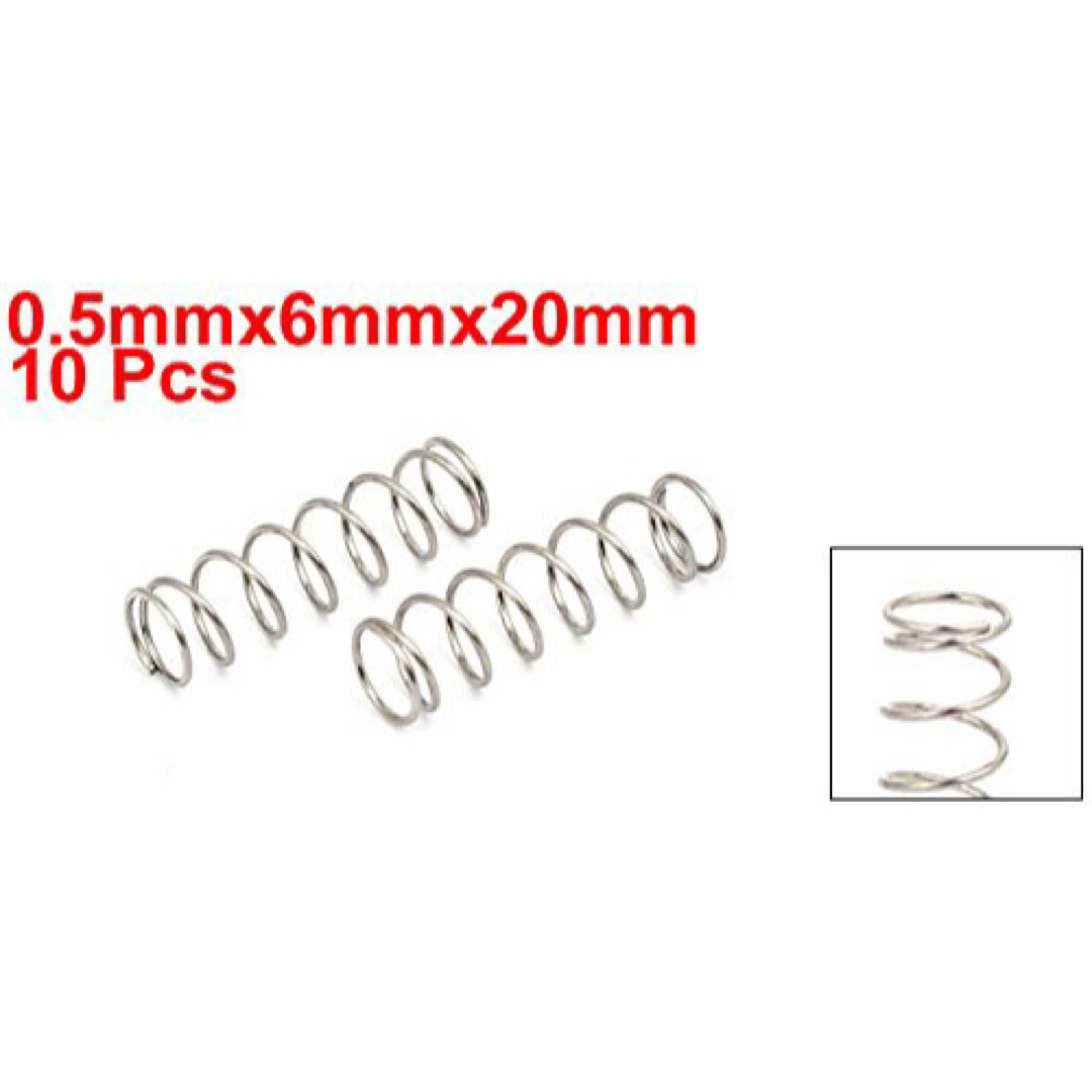 圧縮バネ 304ステンレス製 サイズ0.5mmx6mmx20mm シルバー ハンドメイドの素材/材料(各種パーツ)の商品写真