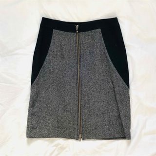 日本製　ウールスカート　フロントオープンファスナー(ひざ丈スカート)