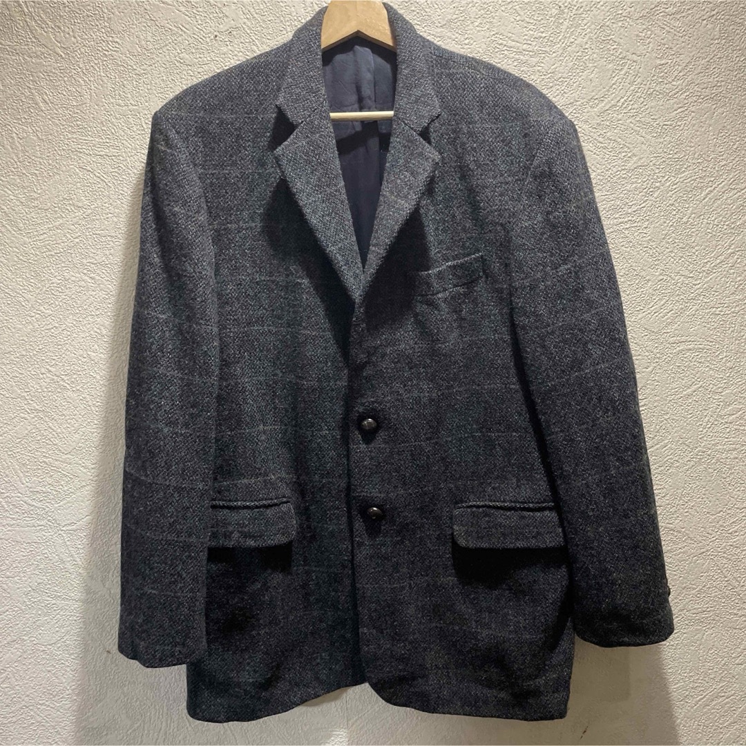 Harris Tweed(ハリスツイード)の[90s]ハリスツイード　ブルーグレーチェック　シリアルナンバーシングル2Ｂ メンズのジャケット/アウター(テーラードジャケット)の商品写真