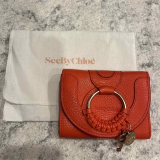 クロエ(Chloe)の美品 シーバイクロエ 折り財布 ミニウォレット オレンジ(財布)