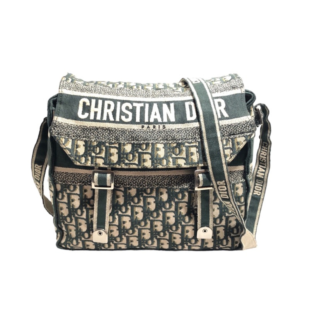 独特の素材 クリスチャン・ディオール Christian Dior オブリーク ショルダーバッグ グリーン キャンバス メンズ ショルダーバッグ ショルダーバッグ
