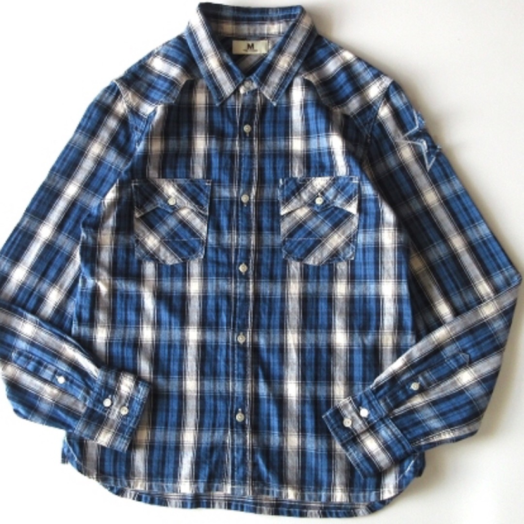 M - キムタク着 M エム washed indigo check shirts☆Lの通販 by M - キムタク着 M エム washed indigo check shirts☆Lの通販 by