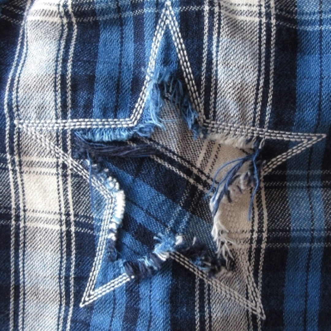 メンズキムタク着 M エム washed indigo check shirts☆L