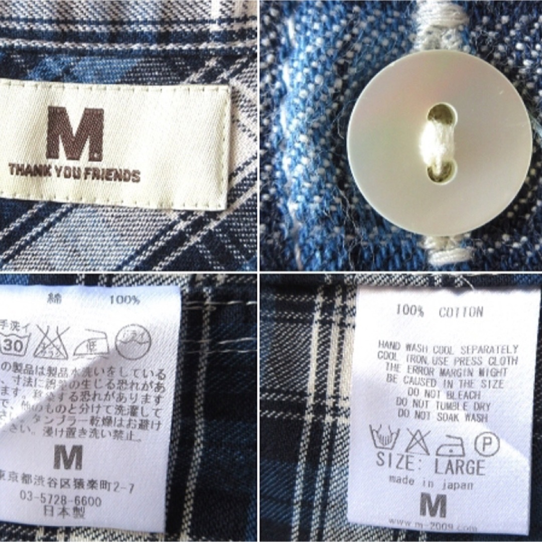 M - キムタク着 M エム washed indigo check shirts☆Lの通販 by M - キムタク着 M エム washed indigo check shirts☆Lの通販 by