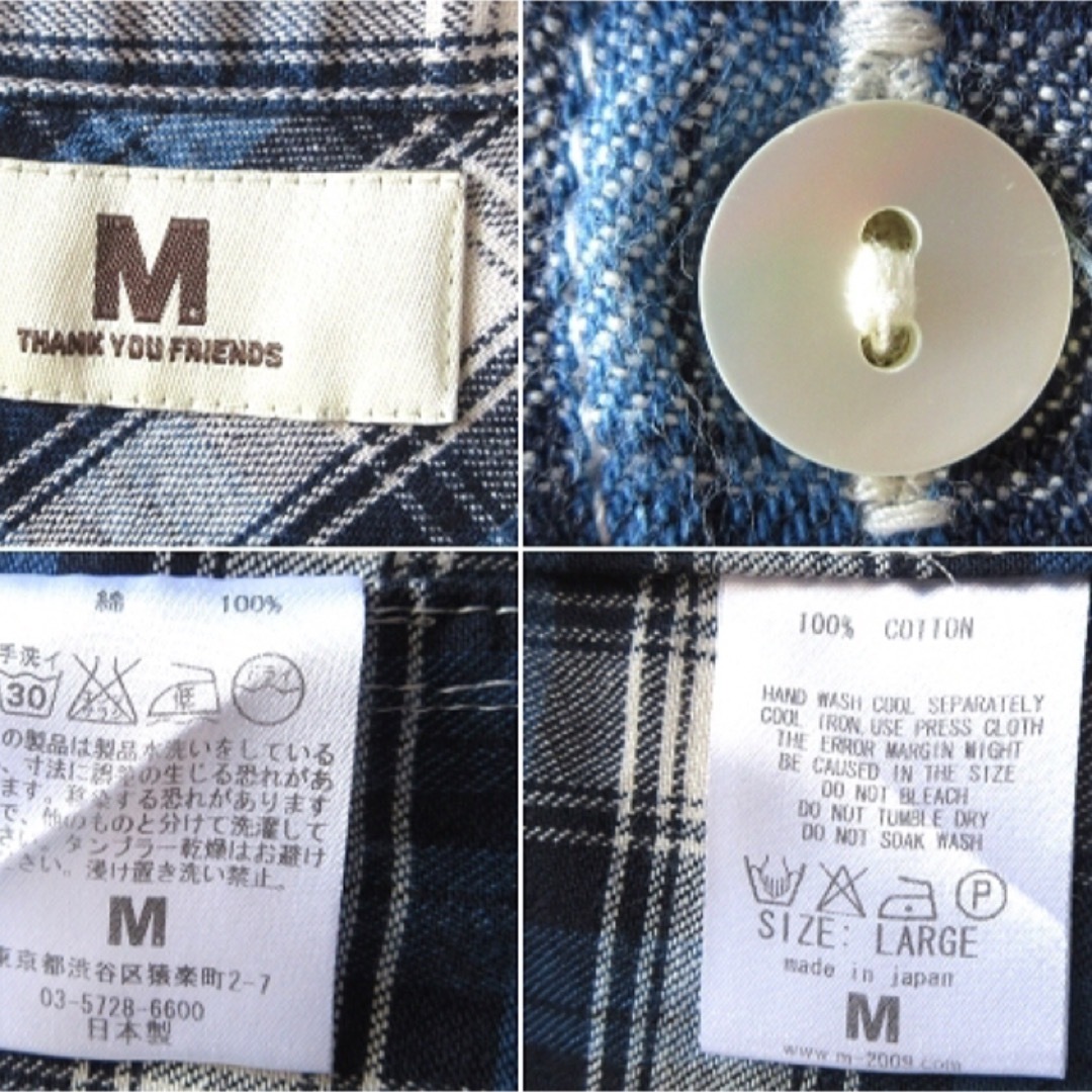 メンズキムタク着 M エム washed indigo check shirts☆L