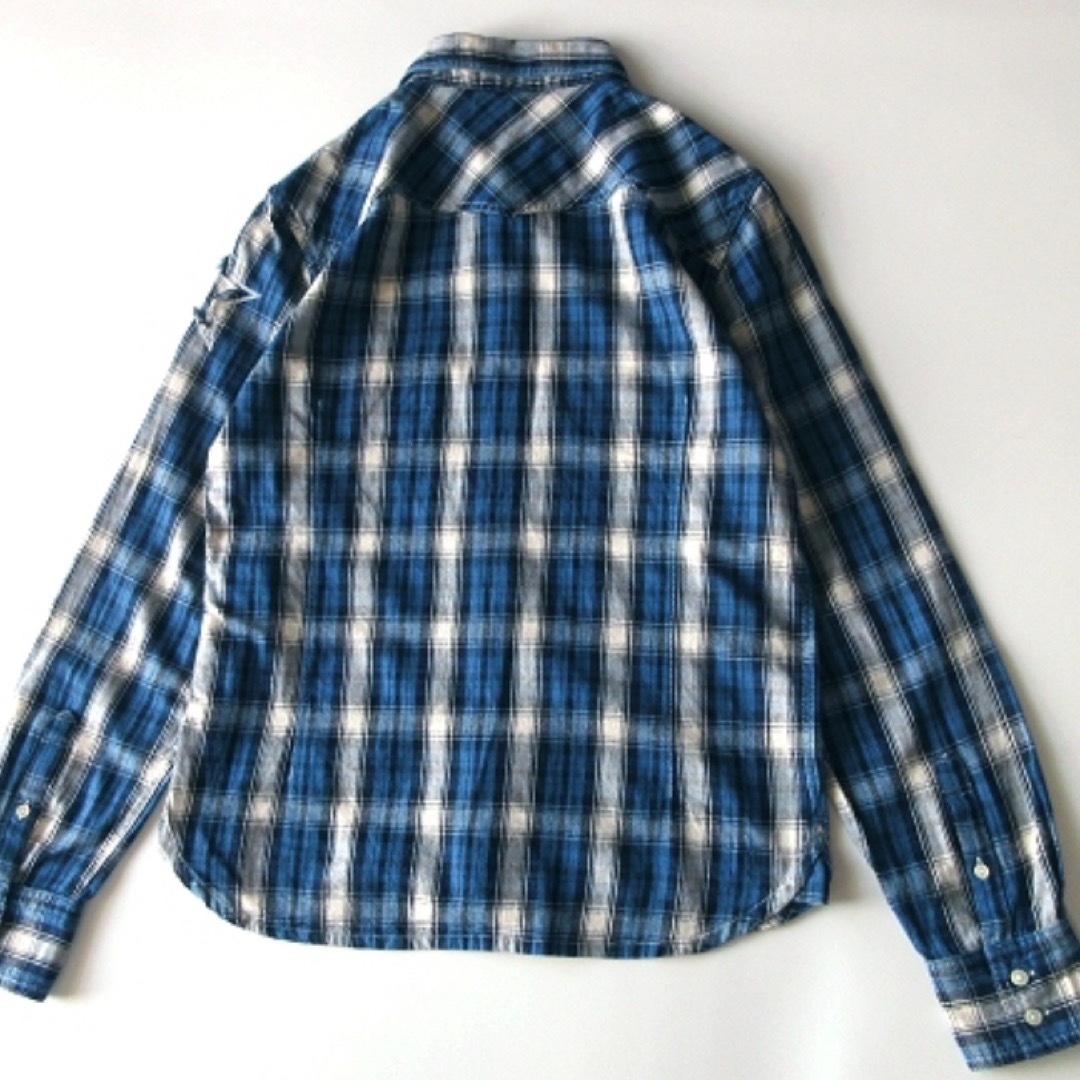 メンズキムタク着 M エム washed indigo check shirts☆L