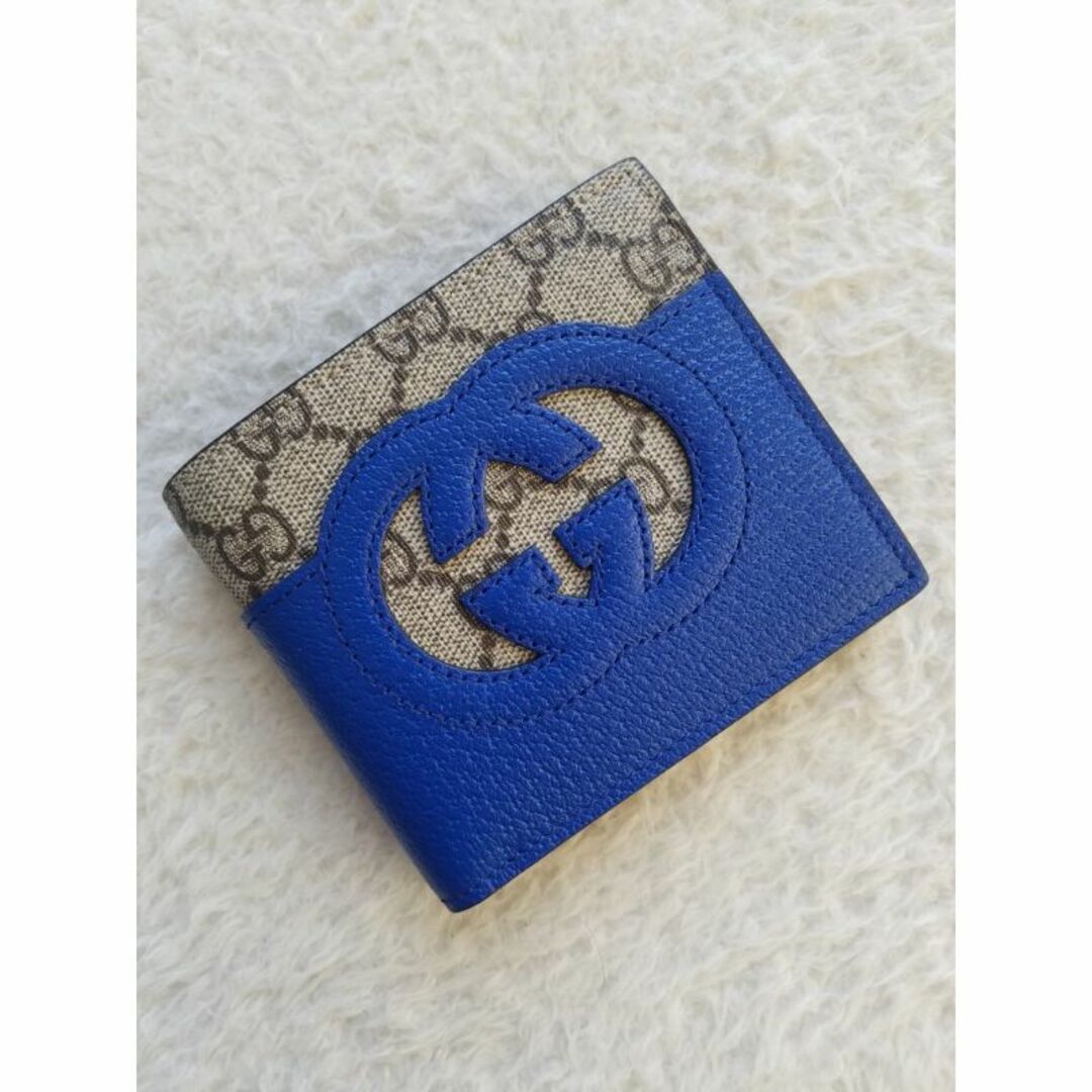 Gucci(グッチ)のGUCCI グッチ カットアウト インターロッキングG コインウォレット ブルー メンズのファッション小物(折り財布)の商品写真