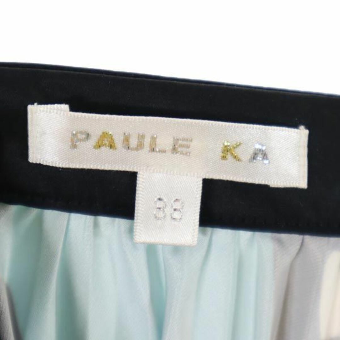 PAULE KA(ポールカ)のポールカ 総柄 ミディ丈 プリーツスカート 38 グリーン系 PAULE KA サイドジップ レディース 古着 【240318】 レディースのスカート(ミニスカート)の商品写真