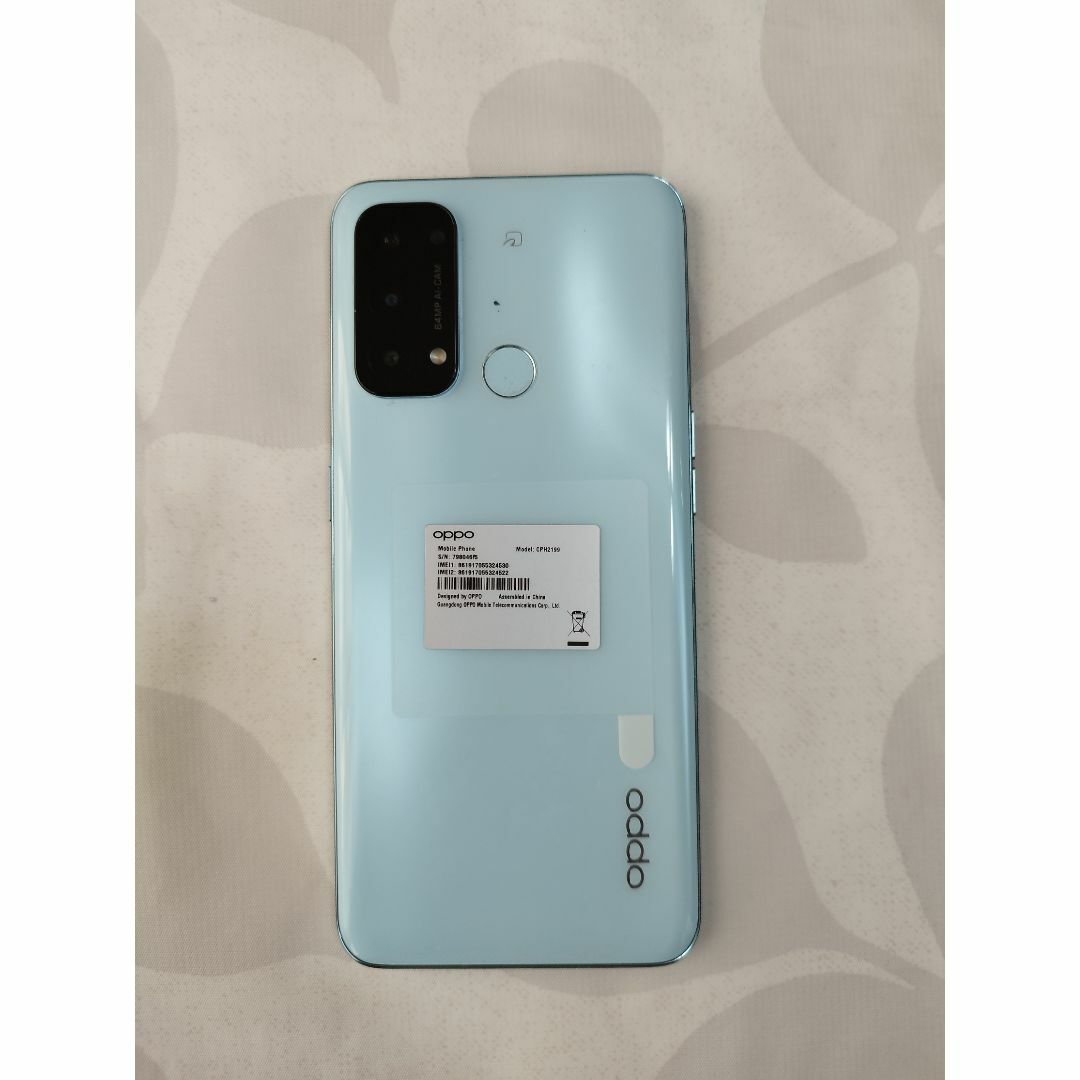 OPPO(オッポ)のOPPO Reno5 A (アイスブルー) Simフリー 傷ナシ・オマケ有（A） スマホ/家電/カメラのスマートフォン/携帯電話(スマートフォン本体)の商品写真