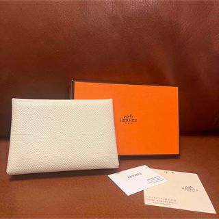 エルメス(Hermes)のエルメス HERMESカルヴィデュオ ヴェルソ ナタ ジョーヌプッサン(名刺入れ/定期入れ)