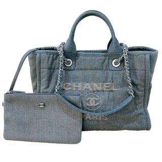 シャネル(CHANEL)の　シャネル CHANEL ドーヴィル スモール 2wayトートバッグ AS3257 ライトブルー　シルバー金具 デニムキャンバス レディース ショルダーバッグ(ショルダーバッグ)