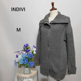 INDIVI - INDIVI 極上美品 ウール46% ロングニット グレー色系 Мサイズ