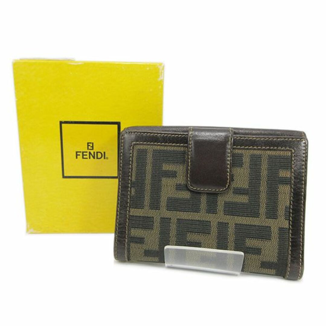 【FENDI】フェンディ　ズッカ柄　二つ折り財布　ランクB　レディースファッション小物