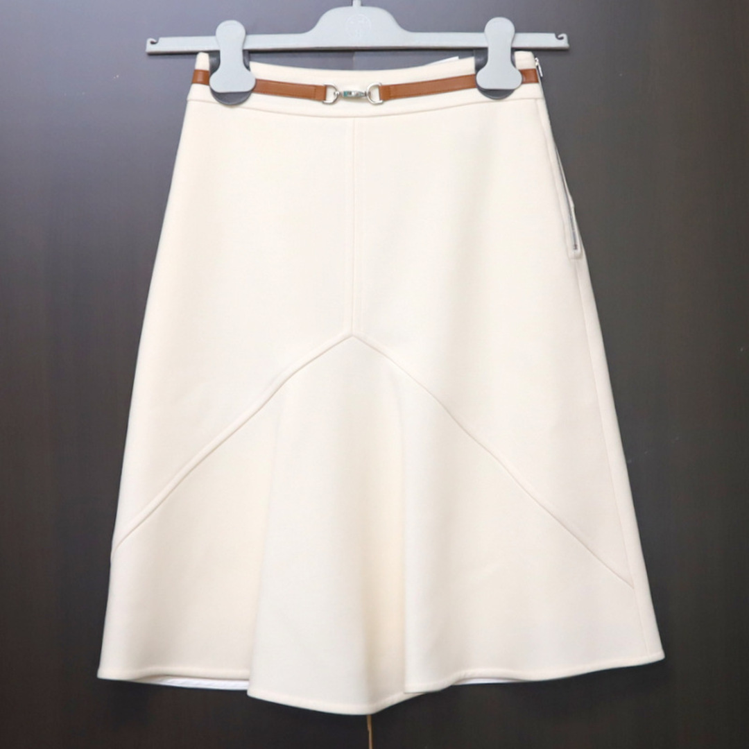 Hermes(エルメス)のエルメス スカート 毛×レーヨン×綿 アイボリー サイズ34 /br3249ar レディースのスカート(ひざ丈スカート)の商品写真