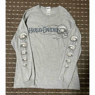 ハーレーダビッドソン(Harley Davidson)のvintage ハーレーダビッドソン スカル ドクロ ロンT 長袖 グレー(Tシャツ/カットソー(七分/長袖))