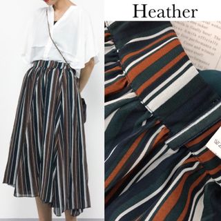 ヘザー(heather)のヘザー ストライプ シフォン イレヘム ロング スカート(ロングスカート)