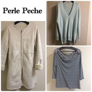 ペルルペッシュ(Perle Peche)のペルルペッシュ コート ペルルペッシュ セーター perie peche 3点(ムートンコート)