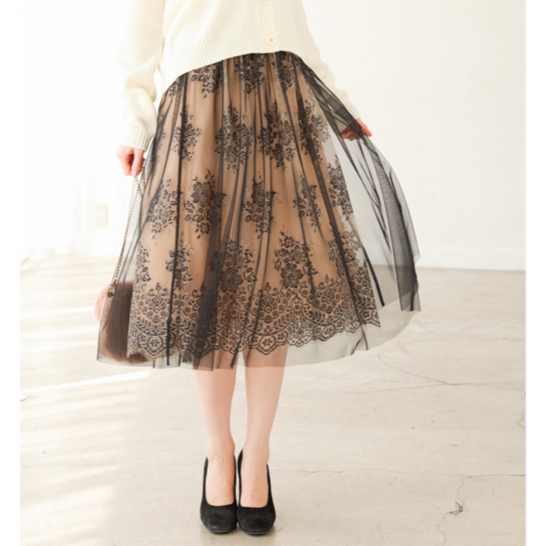 tocco(トッコ)のトッコ♡フラワーレースチュールスカート レディースのスカート(ひざ丈スカート)の商品写真