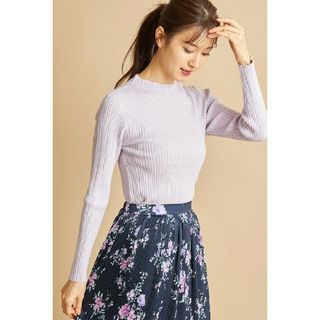 トッコクローゼット(TOCCO closet)のトッコクローゼット スカラッププチハイネックリブニットトップス ラベンダー(ニット/セーター)