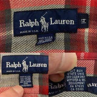 Ralph Lauren - RALPH LAUREN VINTAGE USA製 オープンカラーチェック