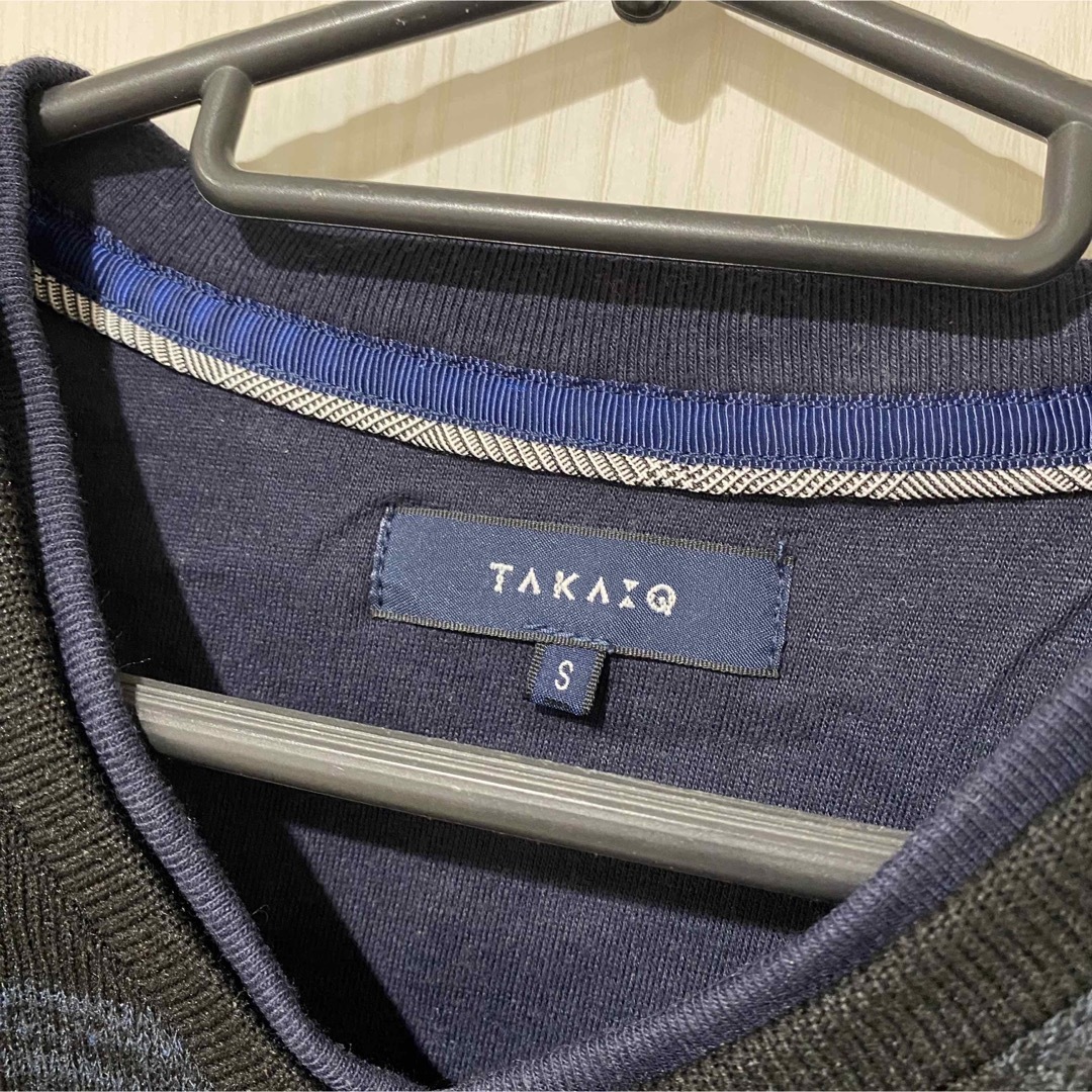 TAKAQ タカキュー カットソー Vネック ボーダー メンズのトップス(Tシャツ/カットソー(七分/長袖))の商品写真